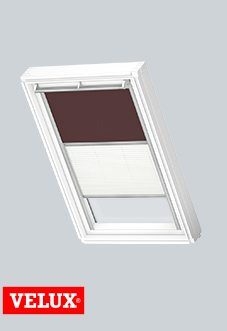 Duo Blind (Blackout), 4559 Dark Brown & 1016 White - VELUX Loft Blind